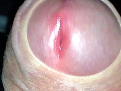 uncut cock, long orgasm watch cum calmly exit the tip