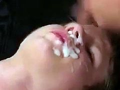 Young amateur gay guy gets a lot of cum on his face