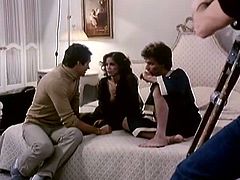 Check out this amazing vintage scene including a classic couple in some serious cuckolding fuck. Her poor husband is watching, while she got her pussy fucked.