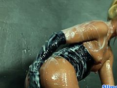 Slime Wave brings you a hell of a free porn video where you can see how this blonde slut sucks a hard cock through the glory hole while assuming very naughty poses.
