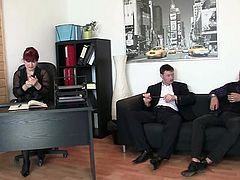 Cocksucking office lady making love banana