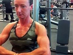 Muscle girls training in gym