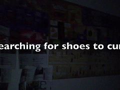 Sneaky nighttime cum in teen shoe!