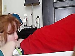 Hot amateur video of Redhead wife has oral sex