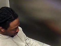 Black guy caught jerking off in the men's room