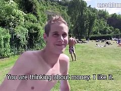 Czech Hunter brings you very intense free porn video where you can see how this Czech stud sucks a hard rod of meat outdoors while assuming very hot positions.