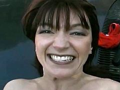 Casting Interviews brings you a hell of a free porn video where you can see how naughty brunette milf gets banged hard by the car in the countryside while assuming hot poses.