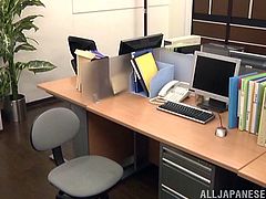 They meet in the kitchen break room, where the sexual tension is strong. He sucks her big boobs and eats out her pussy. She is rammed so hard on the desk and then, gives him a nice footjob, right in the office.