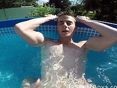 East Boys brings you a hell of a free porn video where you can see how this sensual hunk poses and masturbates by the pool while getting ready to be even naughtier.