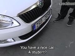 Czech Hunter brings you very intense free porn video where you can see how this Czech stud sucks a hard rod of meat in a car while assuming very naughty positions.