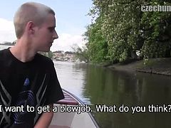 Czech Hunter brings you very intense free porn video where you can see how this Czech twink sucks a hard rod of meat outdoors while assuming very hot positions.