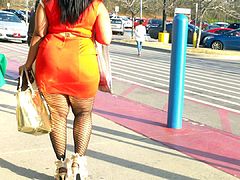 Thick Ass Tight Orange Dress..