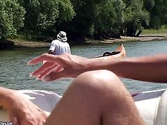 Redhead Patricia Gold with giant tits rubs her muff pie like theres no tomorrow