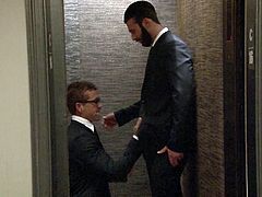 These hunks are on a business trip, and of course, they can't control themselves. They get into their hotel room and soon, they are fucking and getting nasty. Jay sucks on his partner's rock hard penis. The bearded Jarec pays back the favor, by eating out his friend's asshole.