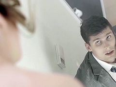 She invites her realtor over to look at the house and then, gets nude and poses in the skylight. She shows off her sexy, naked body and he can't control himself. He has to go and fuck her harsh. She gets pounded hard from behind.