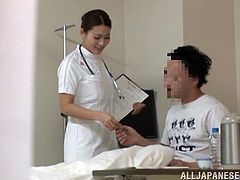 Japanese nurse helps her patient feel better with her pussy