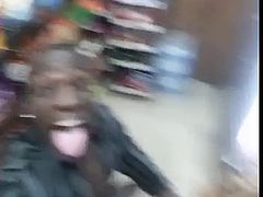Crazy black couple fucking in a supermarket