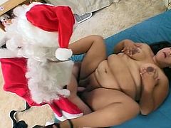 Horny fat bitch gets drilled by this guy dressed in a santa claus suit