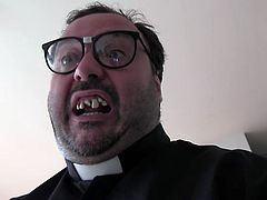 Disgusting priest in glasses gets his stinky cock sucked by fresh teen bitch