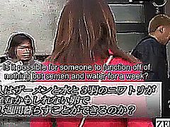 Subtitled Japanese AV star handjob cumshot challenge