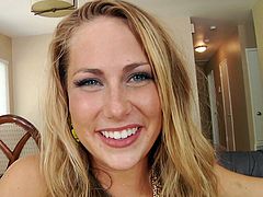 Naked cutie Carter Cruise does an interview with her tits out