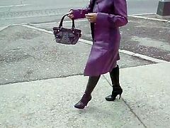 Asian in purple leather coat
