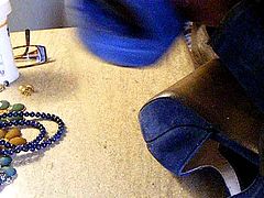 Blue sandals cummed.
