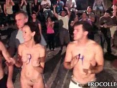 Wild college teens stripped and hazed in an outdoor sex marathon