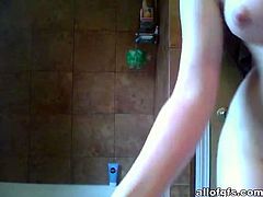Wet amateur girlfriend fingers pussy and ass in the shower