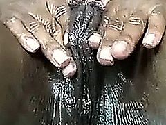 Fat Black Pussy Gets Wet Close Up