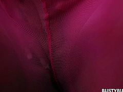 Buffy is so horny, that she takes off her tops and crashing her huge natural tits against the bars. As she is done with the tits, now she needs to do something about the tickling twat of hers. She gets out from her nylon pants, spreads her legs, to show us her pink pussy and starts masturbating.