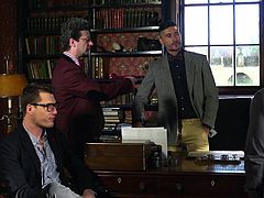 Are you fond of British lads? Click to watch two lusty men getting rid of their fancy suits... The chock-full with books room gets quickly revived by a passionate romance, that comes alive when the hot guys kiss. Watch the tattooed guy sucking cock with frenzy. Enjoy the sexy details!