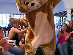 These hot girls will have it their way. They hired a male stripper dressed as a teddy bear just so they could say they had given head to a bear.