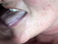 Horny Mature amateur sucks and swallows