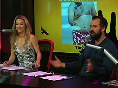 Look at all the sexy babes, that are in the playboy studio today. The hosts are discussing relationships on the morning show with this hot, naked women. They show off their soft skin and supple tits. The listeners at home wish they were there right now, with these sensational looking women.