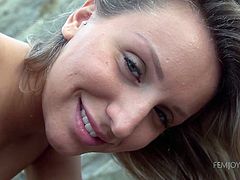 This naked bitch is happy to feel the ground under her feet and enjoys spending time in the nature. She resembles a blonde goddess, who breaths eroticism through every pore of her beautiful snow-like skin. Click to watch slutty Whitney, giving in to her lusty fantasies and rubbing her fascinating pussy.