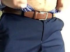 Daddy in suit shows underwear and bulge