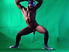 Handsome black dude nude dancing