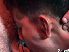 Tied in a nice bundle twink sub gets used orally