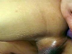 Horny tranny in traing sucks a hard dildo