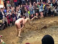 Str8 guys rip pants off each other