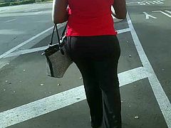 Candid Bubble Butt ebony at bus stop