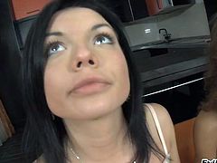 Tipsy perverted brunette bootylicious chicks lure stripper and suck his dick