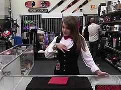 Sexy card dealer gets her pussy fucked for an extra cash