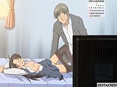 Hentai girl with tied hands gets fucked rough