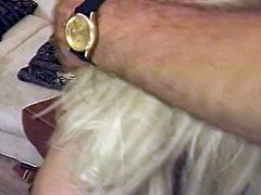 Hairy dude eats out a still sexy blonde granny