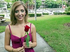 There are loads of men in the locality to keep track of what Kelly does and when she is alone. One such pervert saw her sitting on a park bench and grabbed the opportunity, presenting her a flower. That was enough bait. He takes her home and asks her to suck his dick, before he can shove it in her pussy.