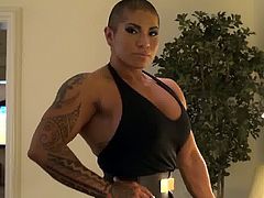 tanned hot   muscular  woman