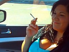 woman smoking in car 1