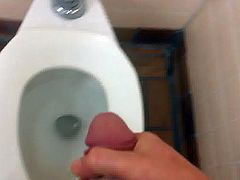 Slowmo cum on toilet at McDonald's